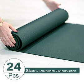 16 Pack 3 mm Thick Yoga Mat Bulk, Non Slip Exercise Workout Fitness Pad for Women Men, Gym Home Yoga Pilates, Easy to Clean, Sturdy PVC (Dark Green)