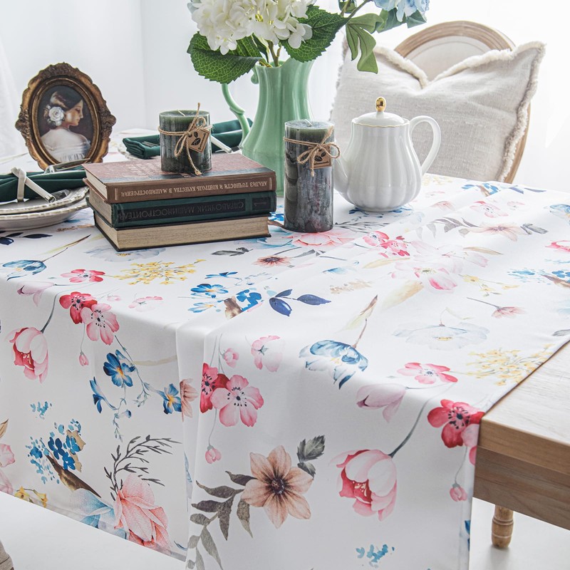 Joyfol Day Spillproof Floral Spring/Summer Indoor Tablecloth, Wrinkle Resistant Flower