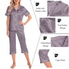 SWOMOG Satin Pajama Set Women Silk Pjs Set Short Sleeve