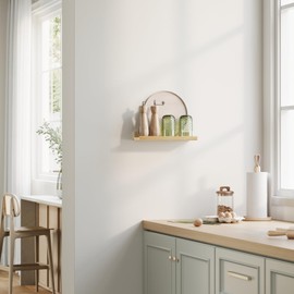 eSituro SWS0375 Wooden Wall Shelf, Hanging Shelf, Floating Shelf, Picture Rail, Wall Decoration for Living Room, Bedroom, Kitchen, Bathroom, 10 kg Load Capacity, Natural Wood Colour, W 30 x H 4 x D 10