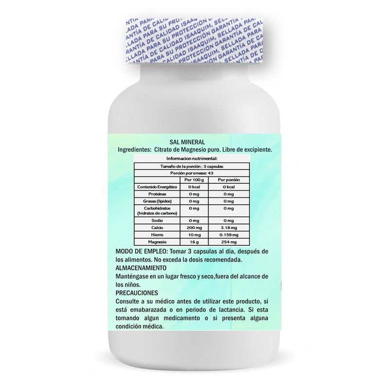 Citrato de Magnesio 130 Capsulas de 530 mg