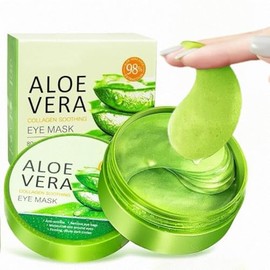 Parche de Aloe Vera para Eliminar las Ojeras, Mascarilla Refrescante Aloe Vera, Parche para Eliminar las Bolsas los Ojos, 60 Piezas                   