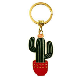Evenchae Cactus Keychain with Gold-tone Accents