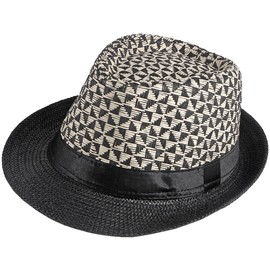 Chrome Crane CB361 Medium Folding Hat, Straw Hat, Basket Checker, Outdoor, Formal, Men's, Women's, Black, Free size