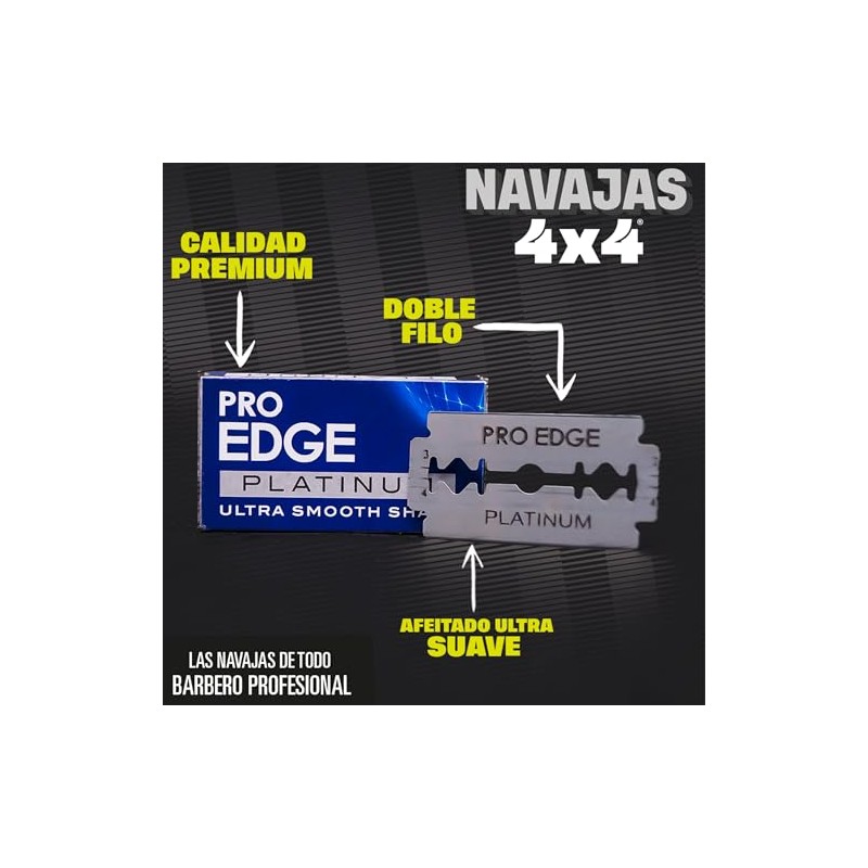 Pro Edge Platinum Navajas de Afeitar, 100 Piezas, Doble Filo,