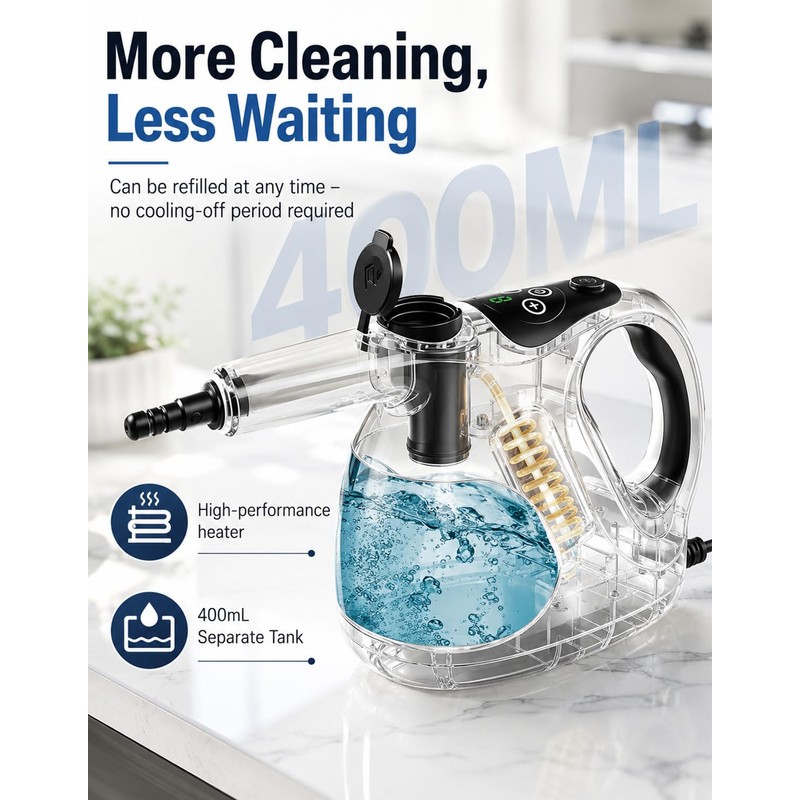 Handheld Steam Cleaner for Home, 3s Fast Heat, Lightweight with