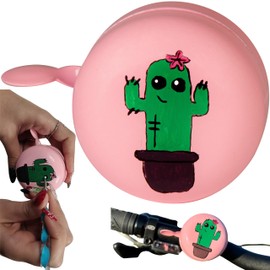 Bicycle Bell, Retro, Hand-Painted, 5.8 cm, Loud 100 dB, Waterproof, Robust Metal Construction, Easy Assembly, Handlebar, 18-25 mm, Children, Girls, Boys, Gift, Women, Secret Santa Gift (Cactus Rose)
