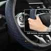 West Llama Car Steering Wheel Cover for Ford Escape,Explorer,Fusion,Focus,Bronco,Transit,Edge(Diamond Quilted-Black+Blue-