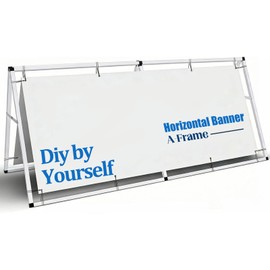 Aluminum Horizontal Banner Frame 3ft x 7ft Outdoor Sideline Banner a Frame Portable Weather Resistant Backdrop a Stand Sign Holder for Outdoor Indoor Sporting Promotion and Advertising Events Display