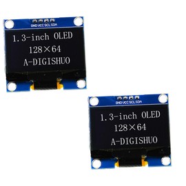 A-DIGISHUO 2Pcs 1.3-Inch I2C OLED Display Module DC 3.3V-5V 128x64 Pixel SH1106 Compatible with Arduino Raspberry PI White