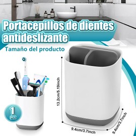 Organizador para Cepillos de Dientes 1pc, 3 Ranuras Porta Pasta de Dientes Desmontable, Soporte de Cepillo para Polvo de Dientes para Baño para Guardar Cepillos de Dientes y Dentífricos (Gris)