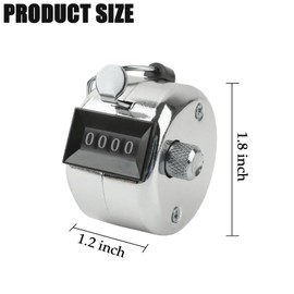 BGJRBY Metal Hand Tally Clicker Counter, 4-Digit Number Display for Coaching, Knitting, Lap, Fishing, Golf and Row Sport with 2-Nylon Lanyard,Silver