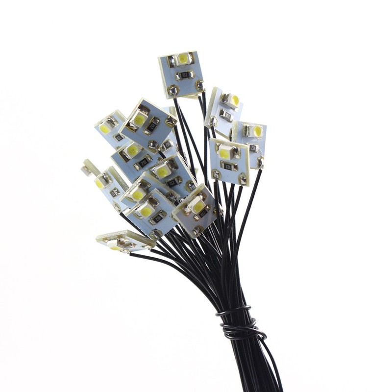 Wired SMD 3528 Chip LED White with Resistor, Pack of