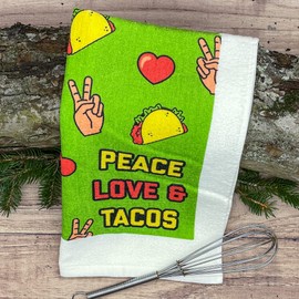 Peace Love And Tacos Funny Cute Yummy Mexican Food Tea Towel