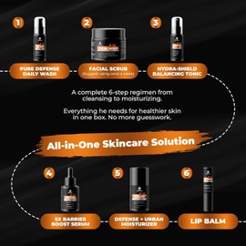 Men's Skincare Men's Facial Kit Complete Routine - Facial Cleanser Scrub Toner Serum Moisturizing Cream Lip Balm Christmas Valentine's Day Gift / 남성 스킨케어 남성용 페이셜 키트 완성 루틴 - 얼굴 클렌저 스크럽 토너 세럼 보습 크림 립밤 크리스마스 발렌타인데이 선물