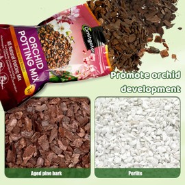 Omitgoter Organic Orchid Potting Mix 1qt, Mixture of Orchid Bark and Perlite, Specifically Formulated for Orchids