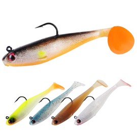 Filltown 5PCS Pre-Rigged Fishing Lures Set, Sea Fishing Lures, 9cm and 12g Soft Plastic Lures for Bass, Pike and Seabass with Hooks Artificial Lures for Saltwater and Freshwater Fishing Tackle