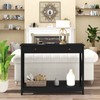 Treocho Black Console Table with Drawer and Storage Shelves, Foyer