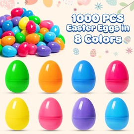 Jumlys 1000 PCS 2.4" Plastic Easter Eggs Bulk, Empty Easter Eggs with Hinge, 8 Colors Fillable Colorful Easter Eggs, Perfect for Easter Hunt, Basket Stuffers Fillers and Easter Theme Party Favors