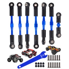 hopsupRC Adjustable Turnbuckles Upgrades Part for 1/10 Slash/Rustler/Stampede/Bandit VXL 4WD, Adjustable Turnbuckles Camber Links Toe Link,7PCS Navy Blue