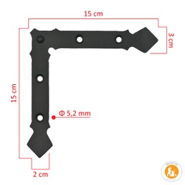 MORIA DESIGN 150 x 150 x 2 mm Corners for Shutters, Decorative Metal Corner, Decorative Angle Tape, Decorative Corner Powder-Coated, Black - Matt