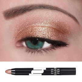 Golden Brown Eyeshadow Stick, Metallic Shimmer Eye Shadow Crayon, Glitter Eyeshadows Contour Shades Pencil, Smooth Cream Eye Liner Pen, Natural Color for Classic Eye Makeup