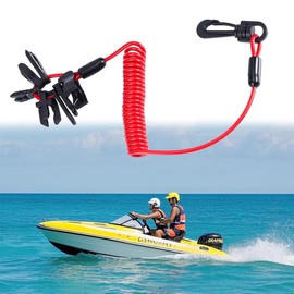 Ship Safety Lanyard Kill Stop with Universal Jet Machine Outer Ship Cut Off Switch for Mercurys, Yamahaa More (Red