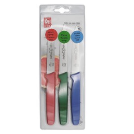 Light 'n' Mighty Paring Knives Set – Straight Paring Knife Set of 3 – Stainless Steel Kitchen Paring Knives – Small Kitchen Knives – 4-inch Blade Blue, Green, Red, Dairy, Meat, Parve.