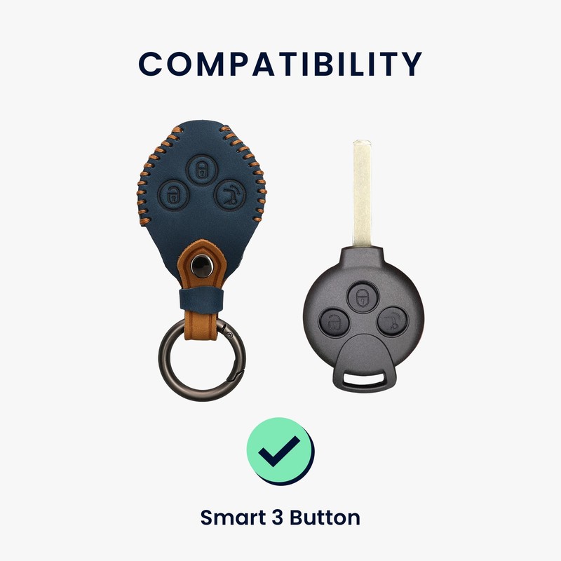 kwmobile Car Key Faux Leather Case Compatible with Smart 3-Button
