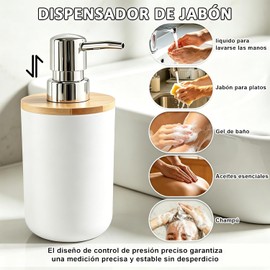 Juego de 4 Accesorios de Baño Moderno，Accesorios De Baño Dispensador de Jabón, Porta Cepillos y Vaso, Diseño Elegante y Funcional，decoración Moderna para baños(4, Blanco)