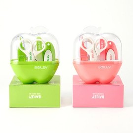 Bailey Newborn Baby Nail Clippers, Infant Nail Scissors, Nail File, Round Tweezers, 5-Piece Apple Case Set Green / 베일리 신생아 아기손톱깎이 영유아손톱가위 네일파일 둥근핀셋 5종 애플케이스 세트 그린