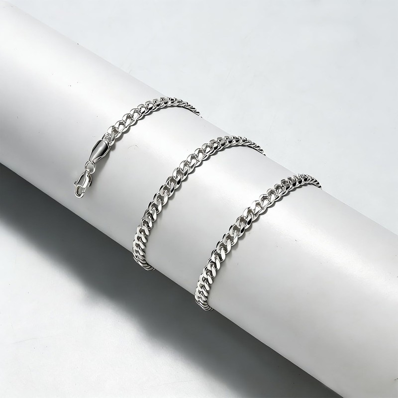 Meeran 5mm Cuban Link Chain for Men, 925 Sterling Silver