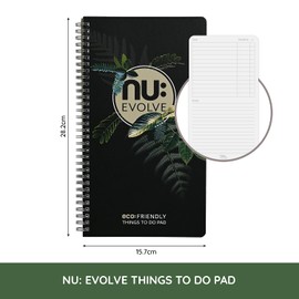 NU: Notebooks - Evolve Range - Things to Do Pad - Recycled Notebook - Wirebound Notebook - Stationery Notebooks - Professional Notepad - 120 Pages