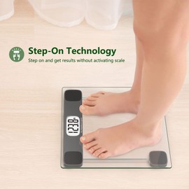 ZOETOUCH Scale for Body Weight Digital Bathroom Scale Accurate Weighing Machine for People, High Precision Bath Scale, Step On, Tempered Glass LCD Display Batteries and Tape Measure Included, 400lbs