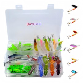 DAYUYUE 210 Pieces Soft Bait Fishing Lure Set with Bionic Soft Shrimp Soft Plastic Bait Bionic Soft Shrimp Bionic Frog Soft Fish Hook Bionic Fish Wire for Freshwater and Saltwater Fishing