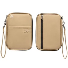 Lyoveu P-H1 Travel Family Passport Holder RFID Blocking Passport Waterproof Wallets for Men Women Travel Document Organizer Cards Case, Lightweight Portable Passport Cover with Zipper Pocket, Khaki,