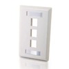 C2G 03412 3-Port Keystone Single Gang Wall Plate, White