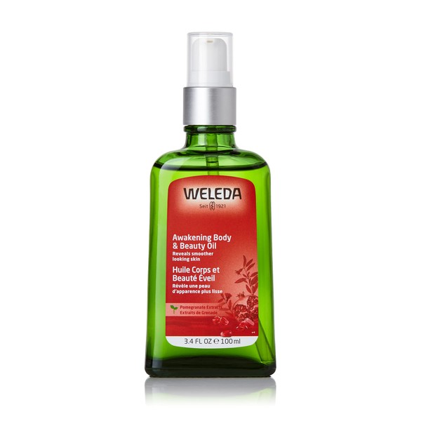 Weleda Awakening Pomegranate Body and Beauty Oil, 3.4 Fluid Ounce, Plant Rich Body and Beauty Oil with Pomegranate Seed, Jojoba and Sesame Oils