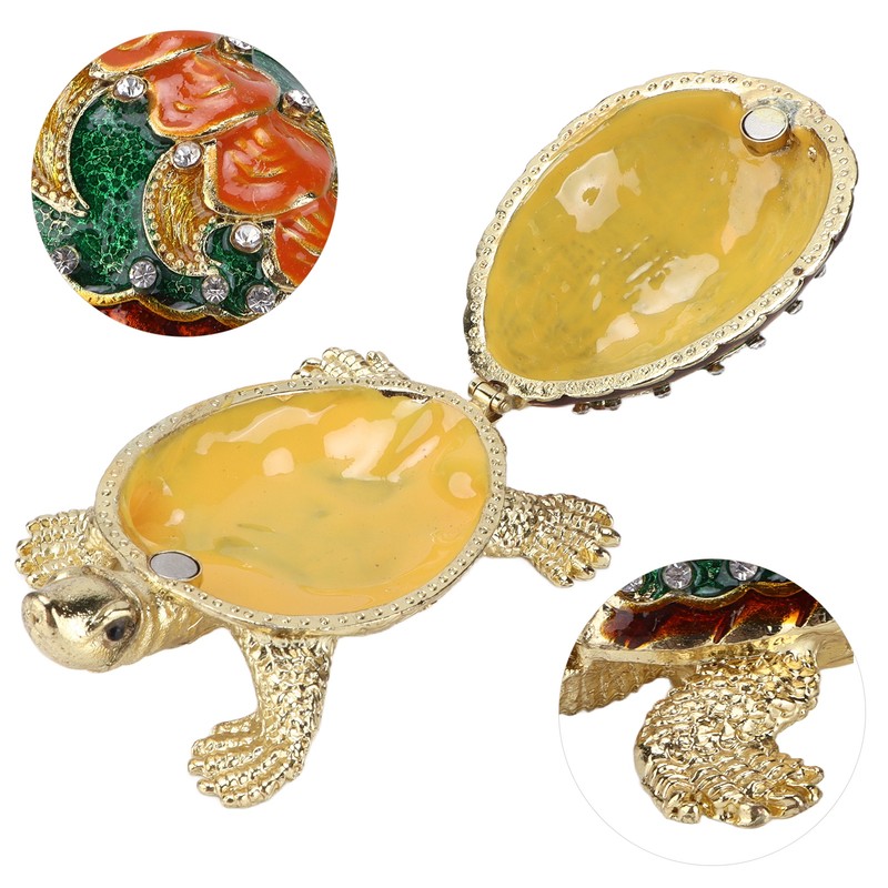 Turtle Trinket Box Turtle Band Jewelry Trinket Box with Painted