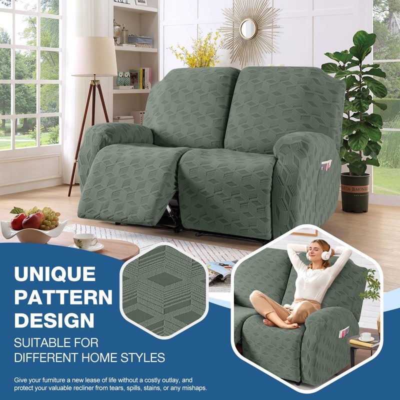 TAOCOCO Recliner Loveseat Cover, Stretch Jacquard Reclining Loveseat Cover Furniture