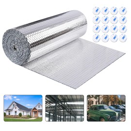 Window Insulation Roll, Double Sided Aluminum Film Insulation Roll, Reflective Foil Insulation Roll, Good Insulation, Radiant Barrier, with 16 Double Sided Stickers (23.6in x 10ft)