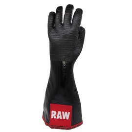 Oil Shield 18" High Temp Neoprene Red Banding & RAW Labeling Gloves, 450 Degrees °F, Size Large