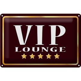 Tin Sign 30 x 20 cm – Made in Germany – VIP Lounge 5 Stars Metal Decorative Sign
