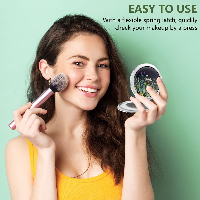 Nipichsha Compact Mirror, Pocket Travel Makeup Mirror, 2-Sided 2X/1X Magnification