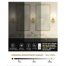 Emak Brushed Gold Sconces Wall Decor Set of 2, Modern Bathroom Light Fixtures Wall Sconce with Clear Glass Shade for Bathroom, Bedroom, Living Room, Hallway, WS085-BGD-2PK