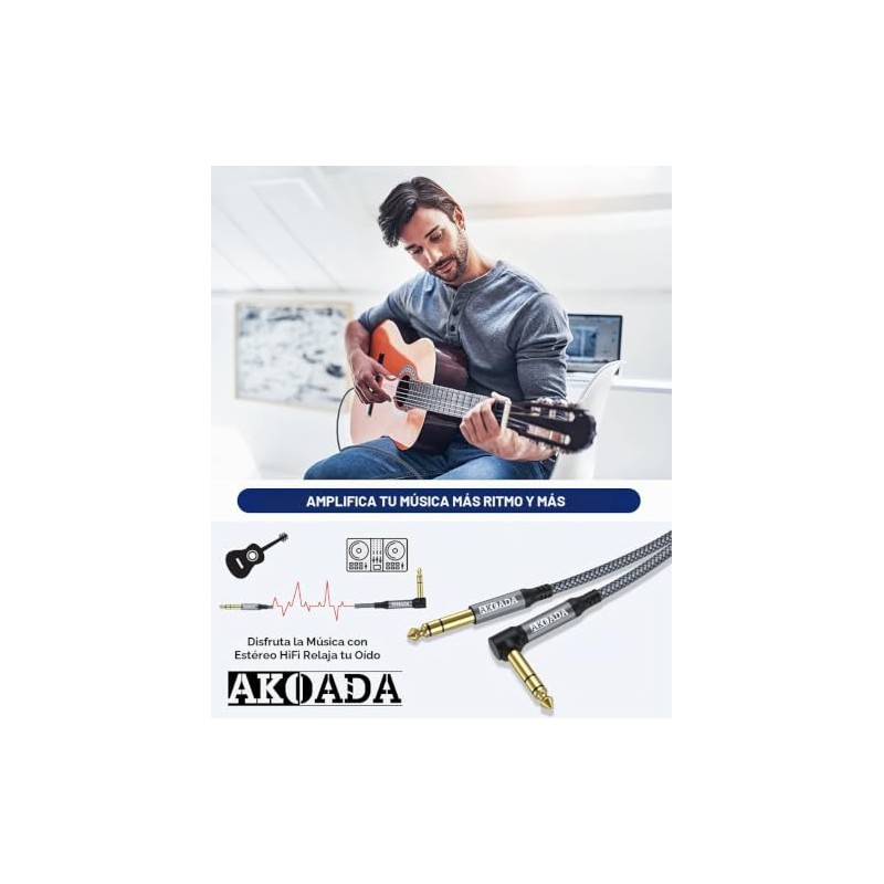 Akoada - Cable de instrumento TRS de 1/4 de pulgada