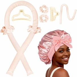 Seritant Rizador De Pelo Sin Calor Rizos Sin Calor Para Secar Durante La Noche Juego De Rizador Sin Calor Con Gorro De Satén Para Dormir Crema