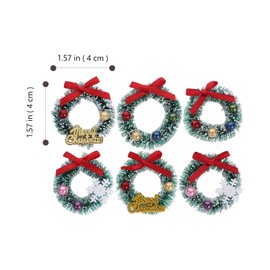 JOINPAYA 6pcs Mini Christmas Wreath: Miniature Xmas Tree Frost Sisal Hanging Artificial Ornament for Dollhouse Decoration