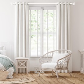 BRIOFOX White Curtain Rods for Windows 28 to 48 Inch Adjustable Length 1 Inch Diameter Heavy Duty Window Curtain Rods for Indoor Ourdoors With Classic Square Finials