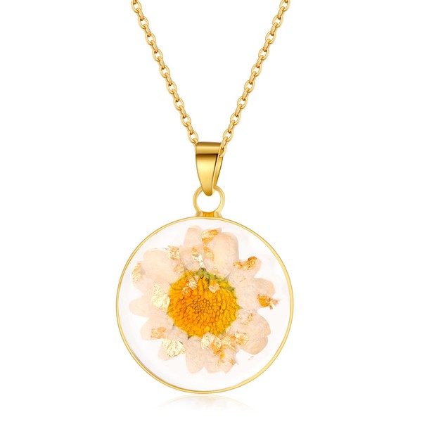 Natural Daisy Necklace | April Birth Flower Daisy Necklace |